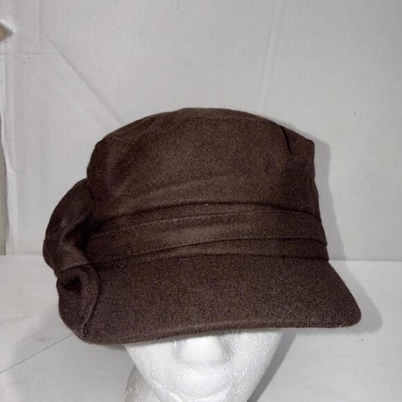 August Y2K Style Bow Brown Newsboy One Size Boho Hippie Wool Blend Ladies Hat - Picture 6 of 11